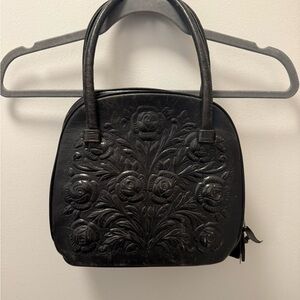 Elegant Black Embossed Handbag